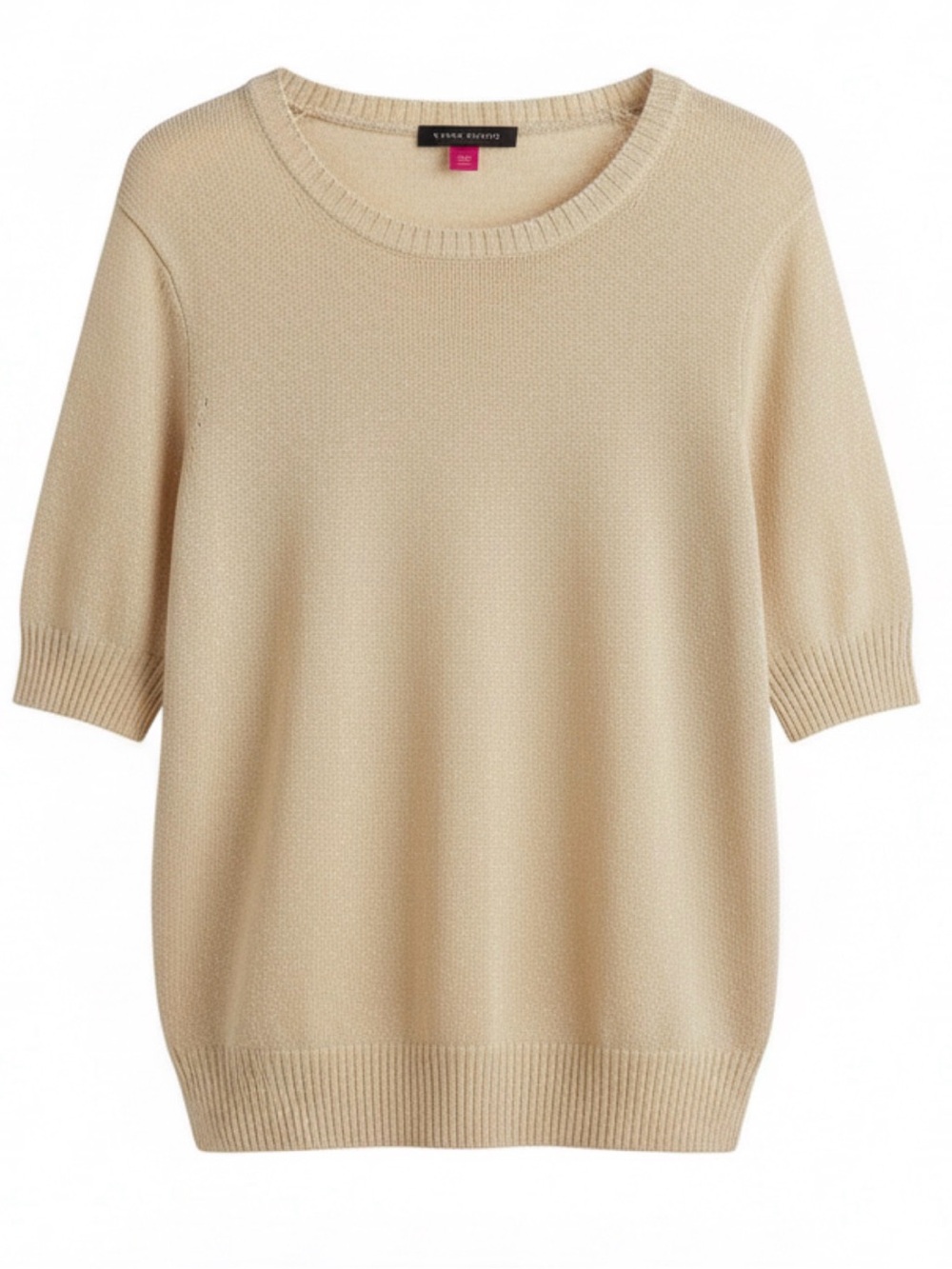 Vince Camuto Cream Short-Sleeve Crewneck Sweater